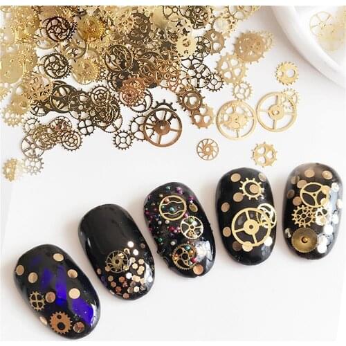 1 Box 3D Steampunk Mechanical Component Gear Nail Art Glitter Sequins Mixed Shape DIY Art Tips Manicure Decoration