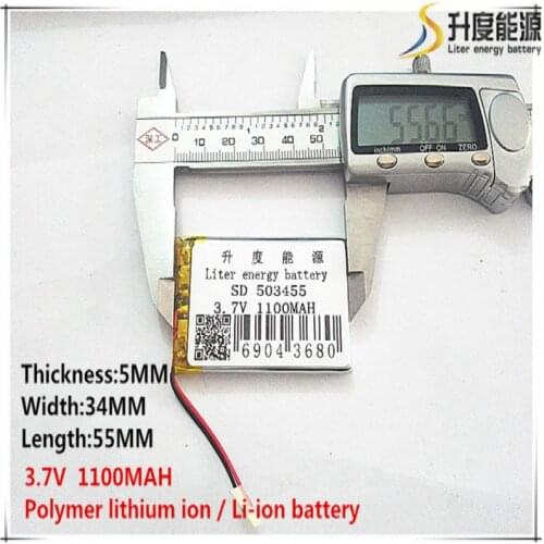 1pcs [SD] 3.7V,1100mAH,[503455] Polymer lithium ion / Li-ion battery for TOY,POWER BANK,GPS,mp3,mp4,cell phone,speaker