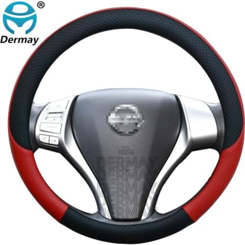 100% DERMAY Brand Leather Sport Car Steering Wheel Cover for Nissan Tiida 2004~2021 Auto Accessories