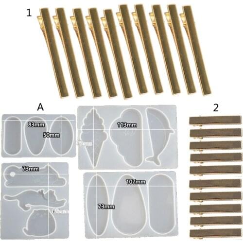 4Pcs DIY Cat Geometric Hairpin Jewelry Casting Mold Cloud Whale Hair Clip Barrettes Silicone Molds Jewelry Making Tools