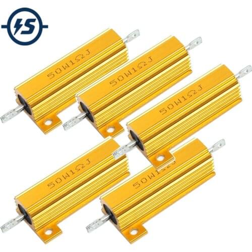 5pcs/lot RX24 1R 1 Ohm 50W Aluminum High Power Resistor Metal Shell Case Heatsink Resistance Resistor