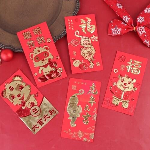 6pcs /set for Chinese Spring Festivals Gift in Red Envelopes Gifts Chinese Red Best Wish Chinese New Years Little Something