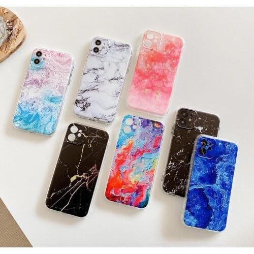 Watercolor Art Marble Granite Pattern Soft TPU Colorful Back Phone Case Cover Shell for iPhone 7 8 Plus 11 pro 12 mini XR XS Max