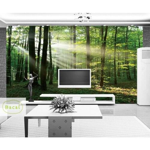 Bacal Custom 3D Photo Wallpaper Green Forest Nature Landscape Large Murals Living Room Bedroom Modern Wall Painting de pared