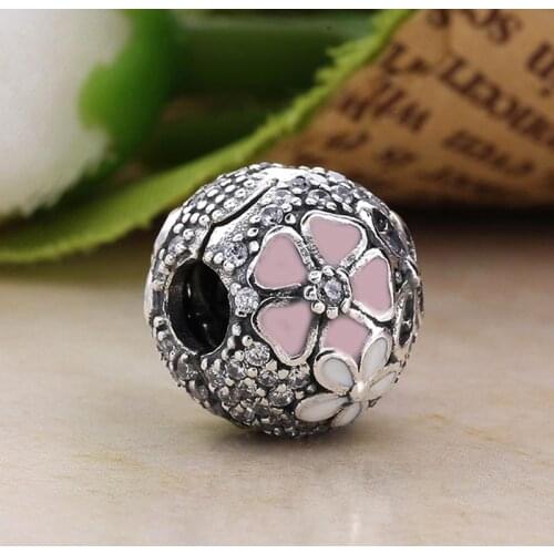 Free Shipping Authentic 925 Sterling Silver Poetic Blooms Fixed Clip Charms Fit Original Bracelet For Women DIY Jewelry Beads