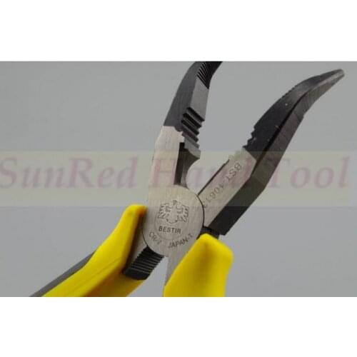 BESTIR taiwan HRC60-62 chromium-vanadium 6" bent nose pliers ANSI and DIN NO.10613 freeshipping wholesale