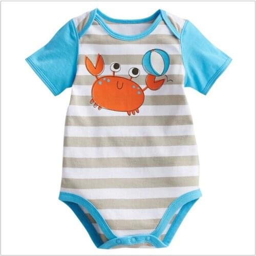 Stripe Baby Boys Bodysuits Awesome Newborn Clothes Crab Toddler Costumes Bebe One-Piece Jumpsuits