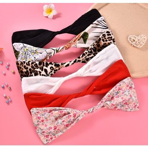 Bohemian Leopard Floral Hair Band Leisure Vacation Makeup Wash Face Bundle Hair Headband Cross Wide Edge Hair Accessories