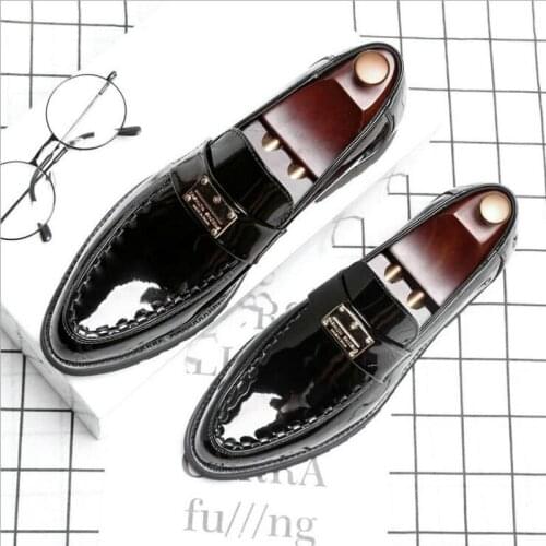 Big Size New Vogue Men Wedding Shoes Leather Oxfords Pointed Toe Shoes Men Black Business Formal Dress Shoes loafers 44 df54