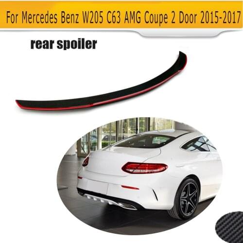 C Class Carbon Fiber Auto Racing Spoiler Rear Trunk Lip Wing for Mercedes Benz W205 C63 AMG Coupe 2 Door 2015 - 2017