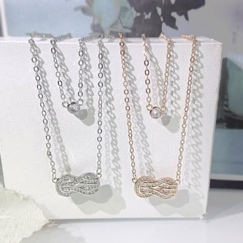 Bling New Design Rose Gold Color Button Pendant Necklace for Women 925 Silver Jewelry Clear CZ Clavicle Short Chain 2021 Gift