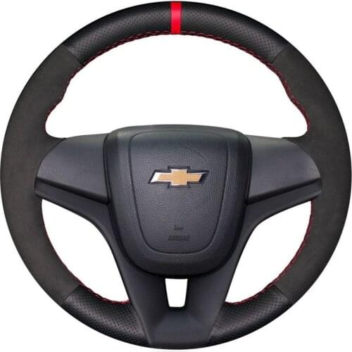 Anti Slip Black Leather Steering Wheel Stitch on Wrap Cover For Chevrolet Cruze 09-14/Aveo 11-14/Orlando 10-15/Holden Cruze 2010