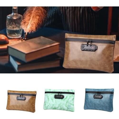 Smell Proof Bag PU Leather Bag Storage Bag Waterproof Odorless Pouch Case With Combination Lock 100% Activated Carbon