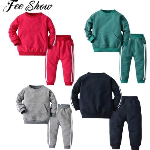 Kids Boys Girls Clothing Pullover Sweatshirt Top+Trousers Pants for Sports Suits Casual Tracksuits Toddler Children Clothes Sets