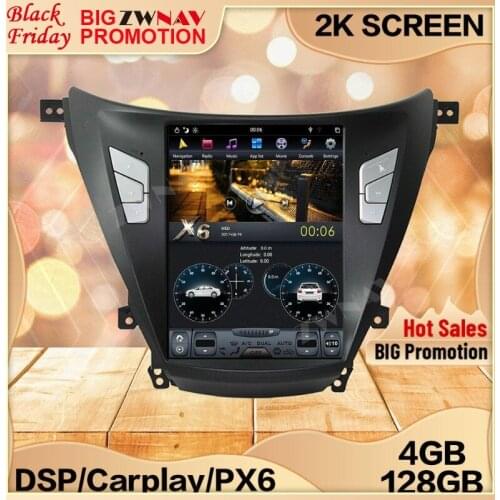 4+128G Tesla Carplay Screen For 2016 2017 2018 Hyundai Elantra Android 9 Multimedia GPS Audio Recorder Radio Navi Stereo