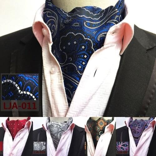 GUSLESON Fashion Vintage Paisley Floral Men Long Cravat Ascot Ties Gentlemen Formal Neck Tie Wedding Party Luxury Cravats