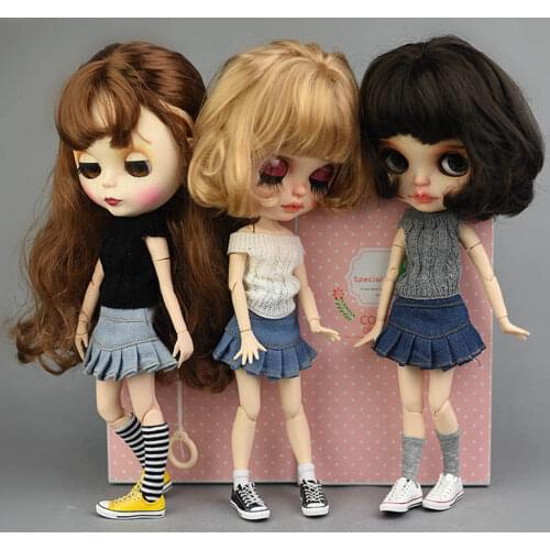 Blue Jeans Casual Wear Clothes For Blythe Doll Kids Toy A-line Skirt For Blyth Licca Doll Clothes 1/6 Doll Accessories BJD Dolls