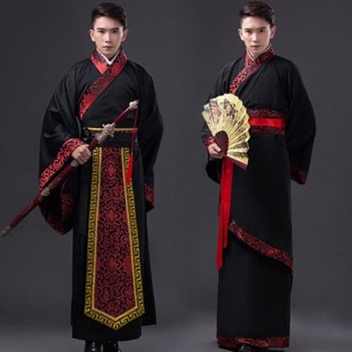 Hanfu Black Traditional Chinese Clothing African Dresses For Adult Men Tang Suit Stage Performance Clothing Ancient Costumes