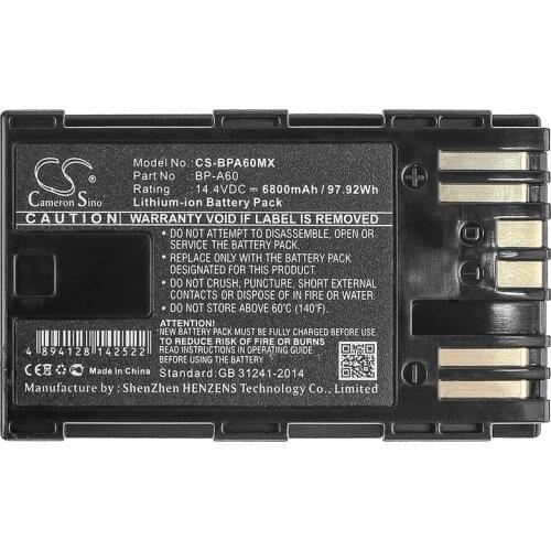 Cameron Sino 6800mAh Battery BP-A60 for CANON CA-CP200L,EOS C200,EOS C200 PL,EOS C200B,EOS C300 Mark II, XF705