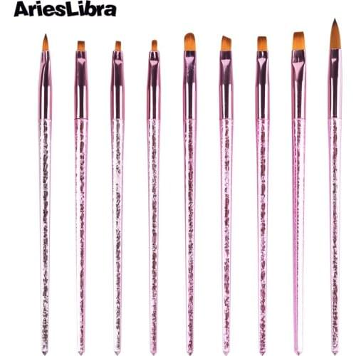 AriesLibra 9 sizes Nail Art Painting Brush Painting Gel Brushes Acrylic Brush for UV Nail Gel Polish Liner Manicure Drawing Pen