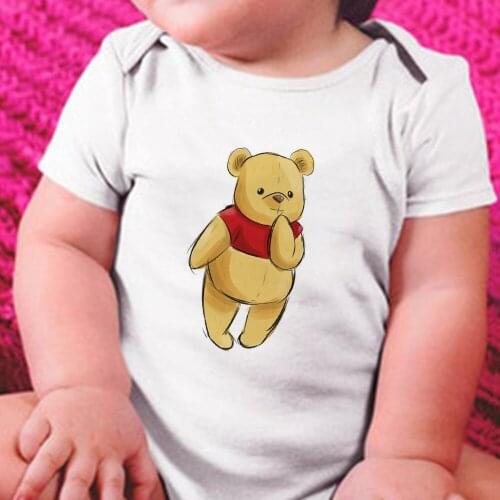 Newborn Baby Boy Romper Summer Cartoon Winnie the Pooh Girl Short Sleeve Jumpsuit Cotton Toddler One-Piece Kid Clothes Bebes Top