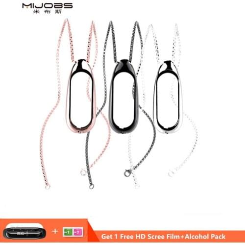 Mijobs for Xiaomi Band 3 Version Metal Case Necklace Decoration Mi Band 3 Pendant Protective Cover Accessories