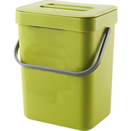 Trash Can with Lid Under Sink Green Trash Can Plastic Waste Basket Hanging Waste Bin for Bathroom/Office,Waste Compost Bin for K