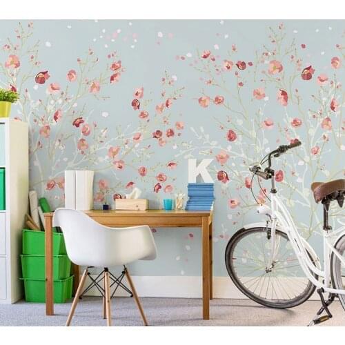 Bacaz 3D Flower Wall Murals Wallpaper Art Living Room Oil Painting Wall paper Hand-painted Pink sticker mural Decor