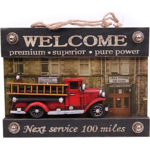 Wall Decor Metal Poster Door Sign Welcome Vintage Fire Truck Miniature Trinket Cafe Restaurant Hotel Decoration Good Quality