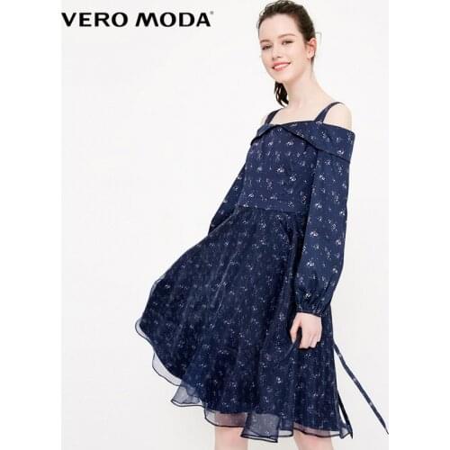 Vero Moda Spring Summer New Ruffled Splice Print Lace-up Dress |31827D521