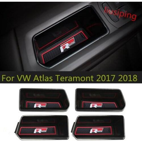 ForVW Atlas Teramont 2017-2018 Inner Front + Rear Door Storage Armrest Box Blac