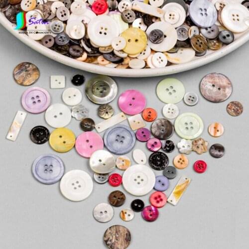 Cheap 350pcs Natural Shell Mixed Random Colorful Diy Creative Handmade Clothes Coat Accessories Shell Button A0435L