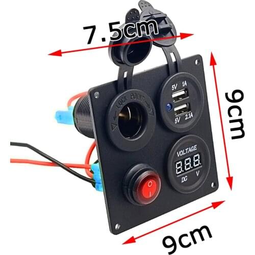Cigarette Lighter Socket Splitter 12V 24V Dual USB 2A/1A Charger Power Adapter Outlet for Car Marine Motor Scooter RV DIY Kit