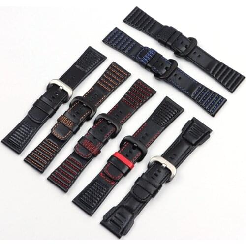 28mm Wholesale Genuine Leather With Black White Orange Red Yellow Stitches Wrist Watchband Strap Loops For SevenFriday
