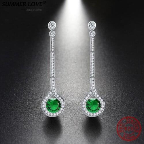 Luxury 925 Sterling Silve Emerald Drop Dangle Earring Green Waterdrop Earring for Women Fine Jewelry Wedding Jewelry