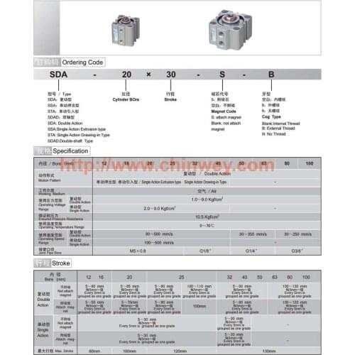 SDA-40*5 compact pneumatic cylinder