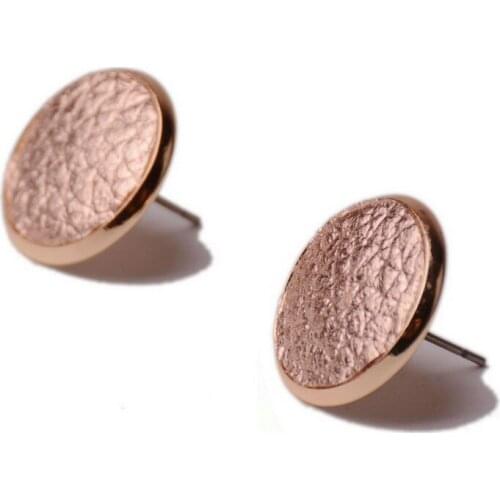 Rainbery Boho Genuine Leather Round Stud Statement Earrings For Fashion Trendy Jewelry Women Leather Alloy Stud Earrings JE0945