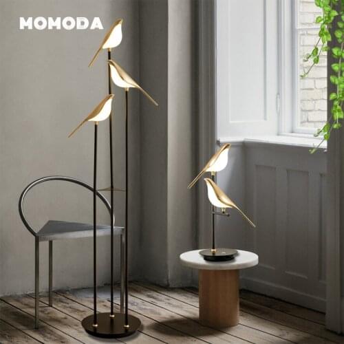 Nordic LED Floor Lamps Nordic Bird Acrylic Zinc Alloy Standing Lamps Decoration Bedroom Living Room Study Table Lights Fixture