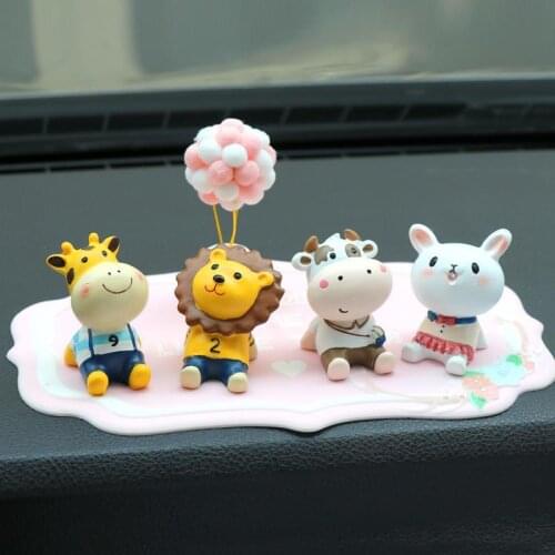 Car Decoration Cute Cartoon Animal Lion Giraffe Ox Tiger Look Up Sky Desk Ornaments Balloon Auto Interior Accessories Gifts Toys