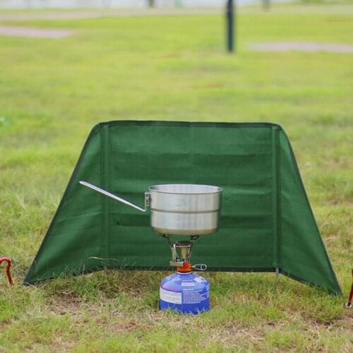 Outdoor Campfire Windshield Camping Windproof Curtain Picnic Grill Windscreen With Support Rod Ground Nail Storage Bag Equipment