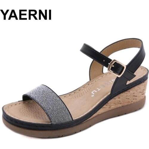 YAERNI New Wedge With Female Sandals Fish Mouth Buckle With Flat Bottom Platform Summer Womens Shoes sandalias de las mujeres