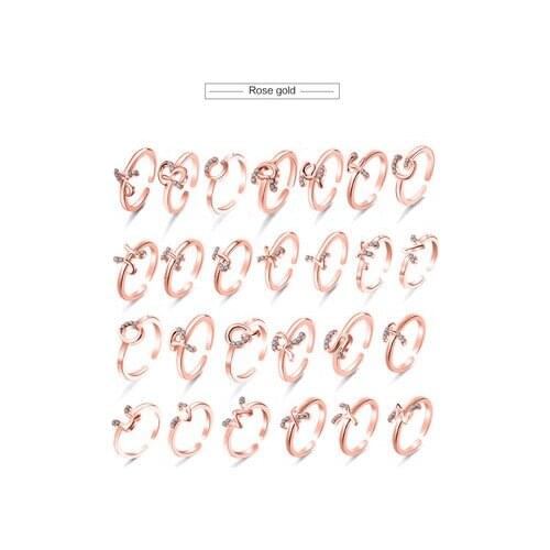 2018 Japanese and Korean fashion explosion letter ring Fashion A-Z full letter opening ring Womens ring gift