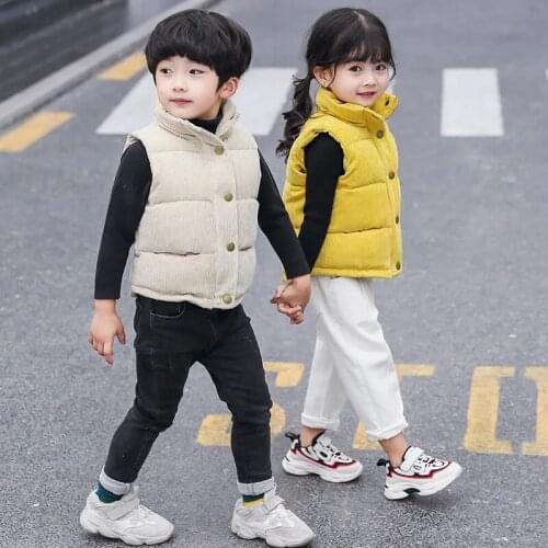 Autumn Children Vest Warm Boys Girls Jackets Thicken Waistcoat Kids Clothing Baby Cotton Outerwear Teens 3-10 Years HPY212