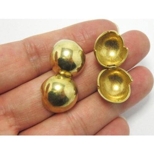 Brass earrings 31.2x16mm Brass earlobe Boho ear hooks Statement brass ball earrings post R886