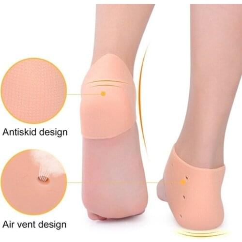 2 pieces Feet Protective Sleeve Heel Spur Pads Silicone breathable for Relief Plantar Fasciitis Pain damping anti-crack socks