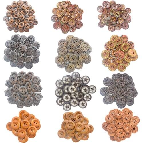 20pcs 2/4 Holes wooden Buttons for crafts scrapbooking accessories decorativos botones de madera para manualidades