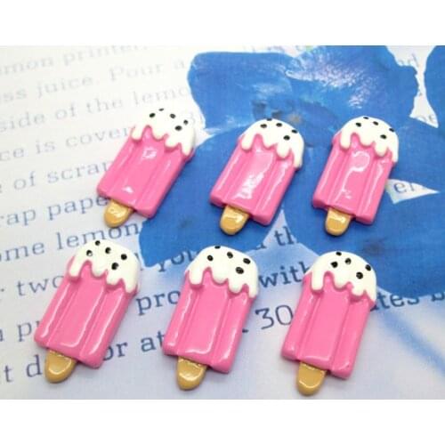 20Pcs Resin Dark Pink Ice Cream Crafts Flatback Cabochon Scrapbooking Decorations Fit Hair Clips Embellishments Beads Diy