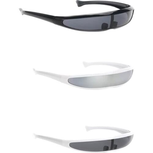 3 Pcs Unisex Futuristic Narrow Cyclops Single Sunglass Classic Fit Black White Gray