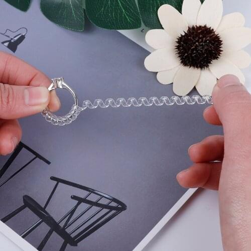4pcs New Vintage Spring Invisible Ring Adjustment Thick Flat Line Spiral Based Ring Size Guard Tightener Resizing Tools Jewelry