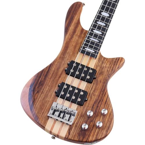 Solid ashwood body 5 string electric bass guitar high gloss 43 inch natural color bass guitar with Canada maple neck